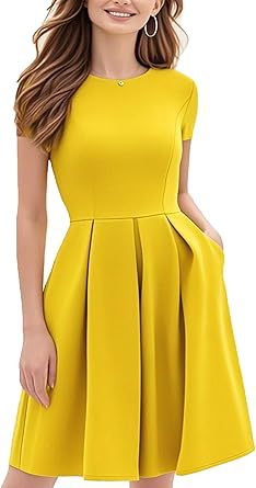 Vintage Half Sleeve Crew Neck Contrast Color Slip Dress
