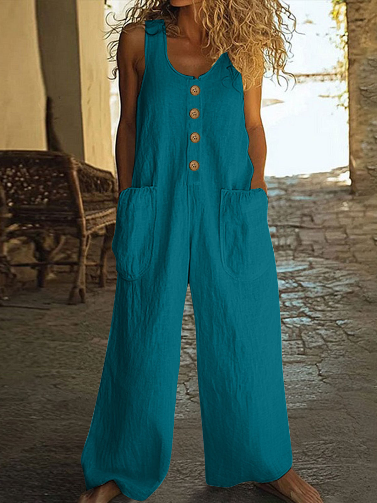 Sleeveless Casual One-piece Wide Leg Jumpsuit