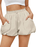 Fisoew Womens Summer Bubble Shorts Casual High Waisted Workout Puffy Shorts With Pockets