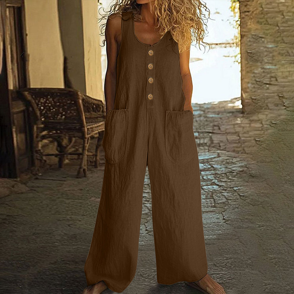 Sleeveless Casual One-piece Wide Leg Jumpsuit