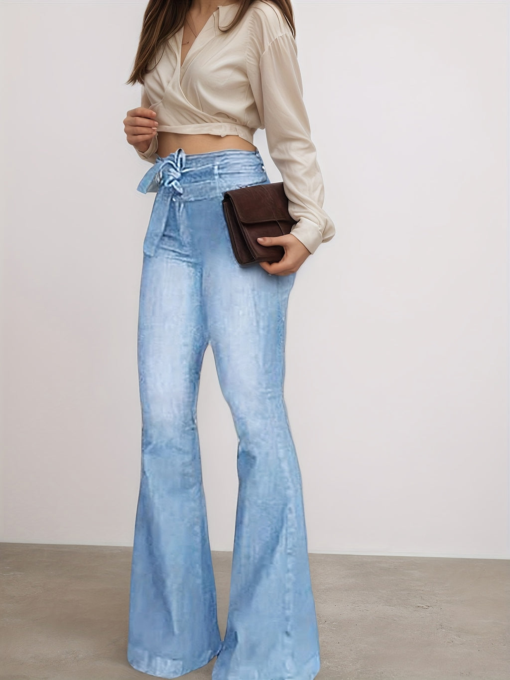 High Waisted Flared Jeans - Women’s Flared Jeans Elastic Wide Leg Jeans, High Waisted Design, Showcasing Perfect Curves. High Quality Fabrics Are Soft, Breathable, And Elastic, Making Them The Bes