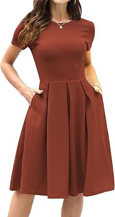 Vintage Half Sleeve Crew Neck Contrast Color Slip Dress