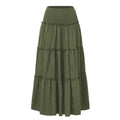 Three Tier Ruffled Cotton Linen Maxi Dress