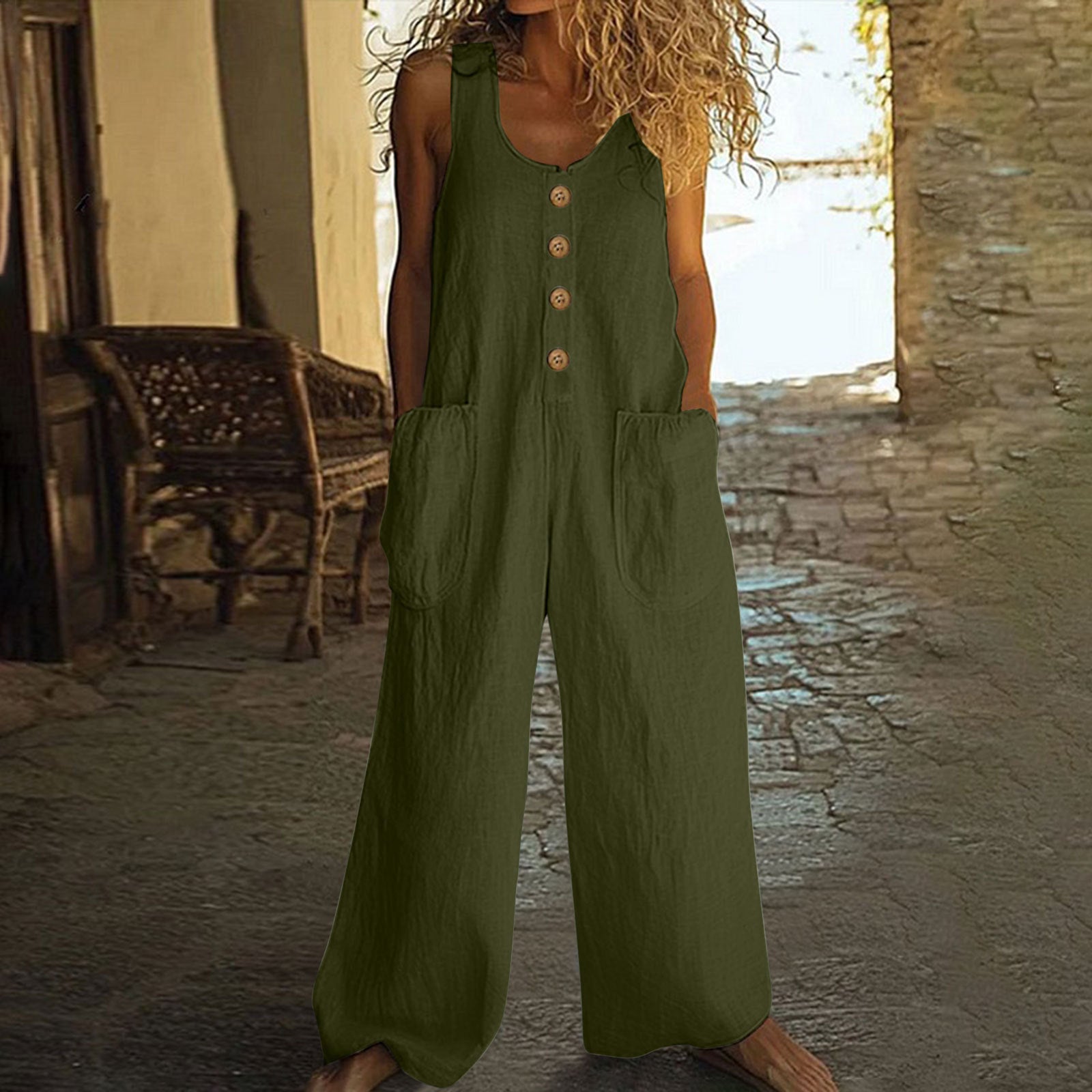 Sleeveless Casual One-piece Wide Leg Jumpsuit