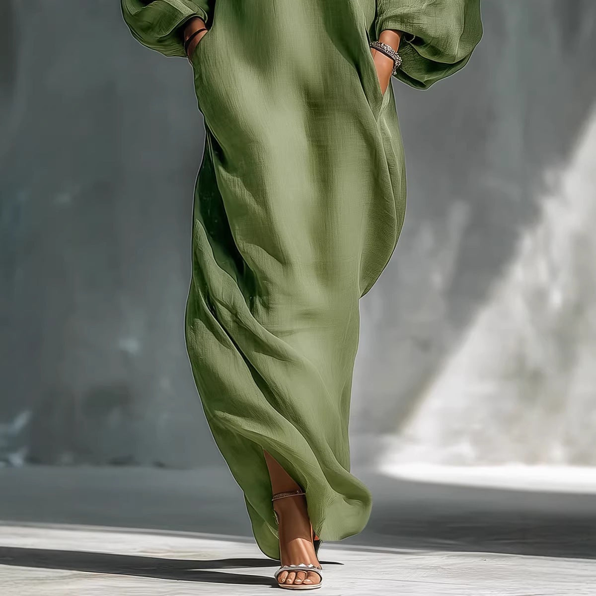 Womens Long-Sleeve Off-Shoulder Mid-Waist Dress