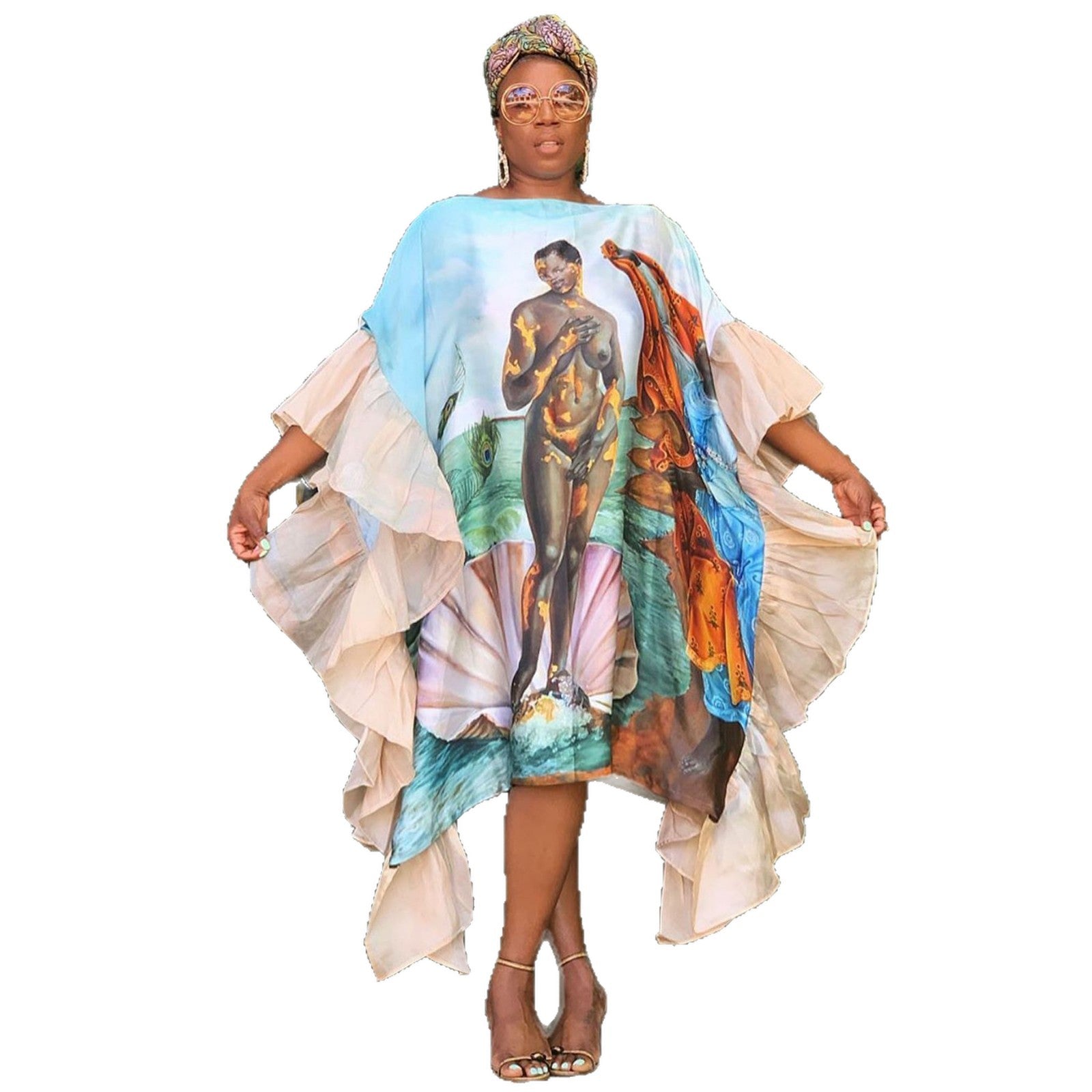 Women's Off-Shoulder Fitted Printed Dress