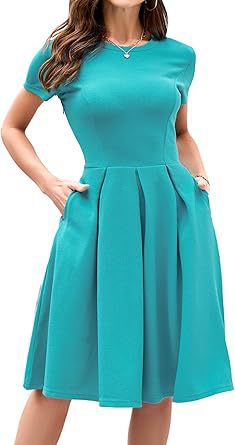 Vintage Half Sleeve Crew Neck Contrast Color Slip Dress