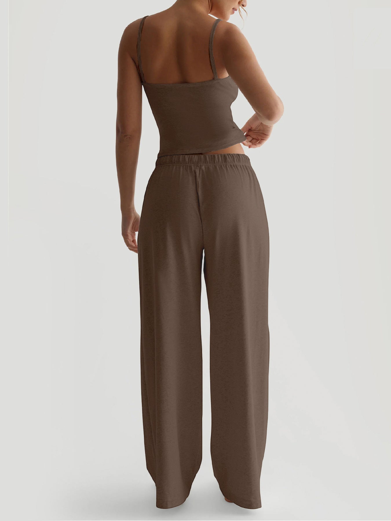 Women's Casual Midriff-baring Tank Top And Wide-leg Pants Set