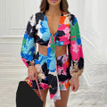 Temperament Print Cardigan Top Shorts Fashion Casual Suit