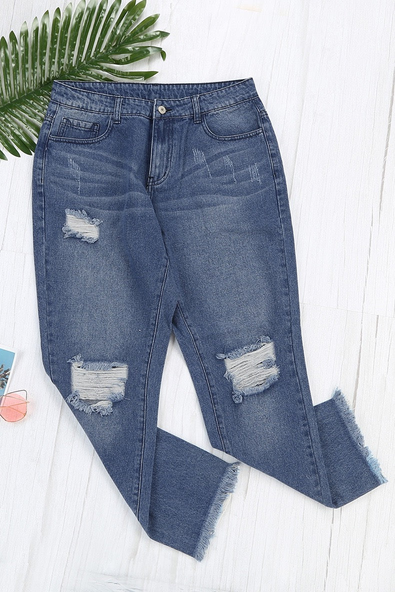 Stretchy Boyfriend Jeans For Women - Ripped, Distressed, Comfortable Denim Pants With Five-Pocket Design, Faded Wash, And Relaxed Fit Amazon Don't Sell