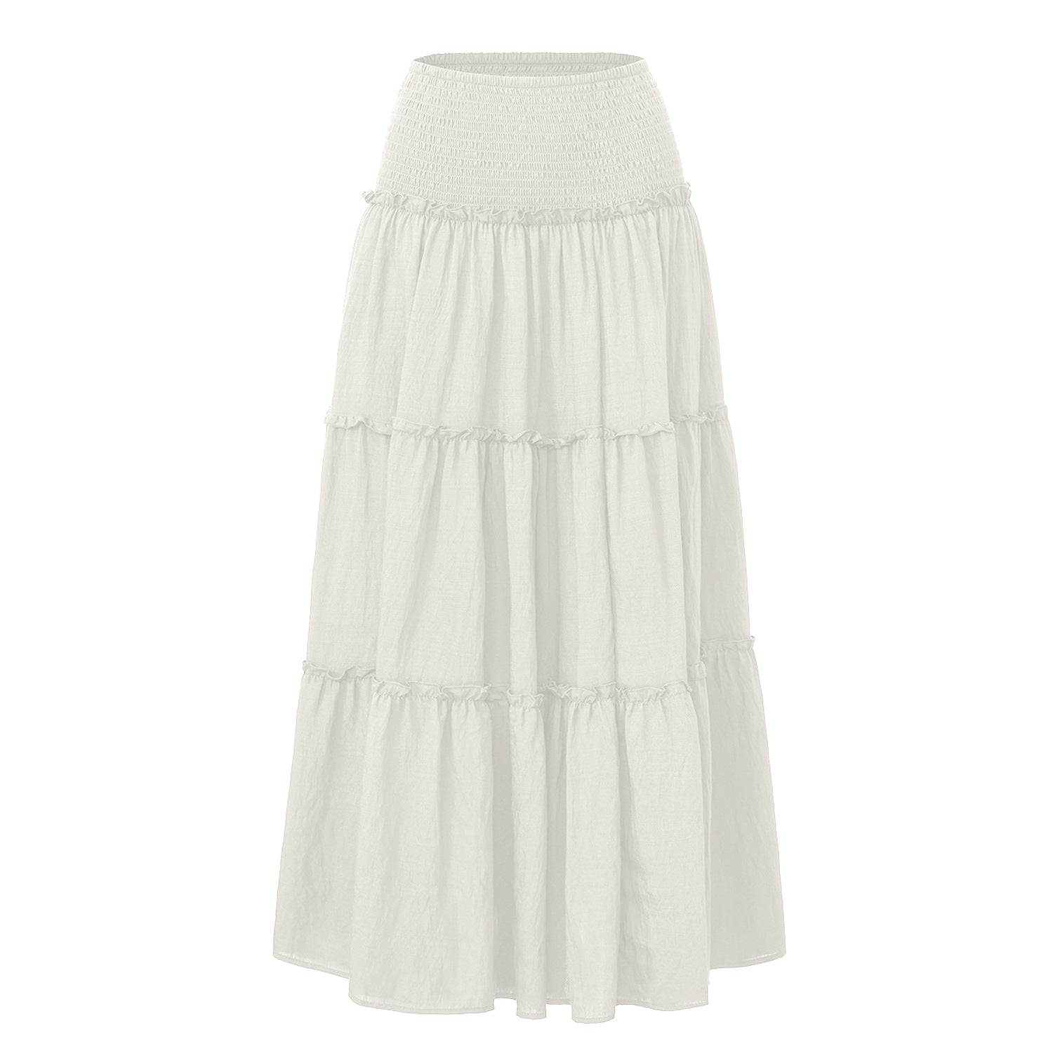 Three Tier Ruffled Cotton Linen Maxi Dress