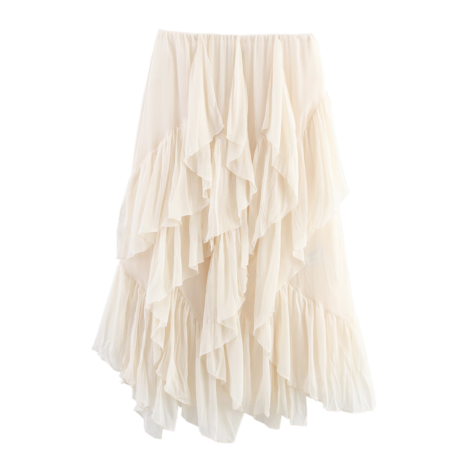 European And American-style Summer Womens Mid-length Ruffled Hem Skirt