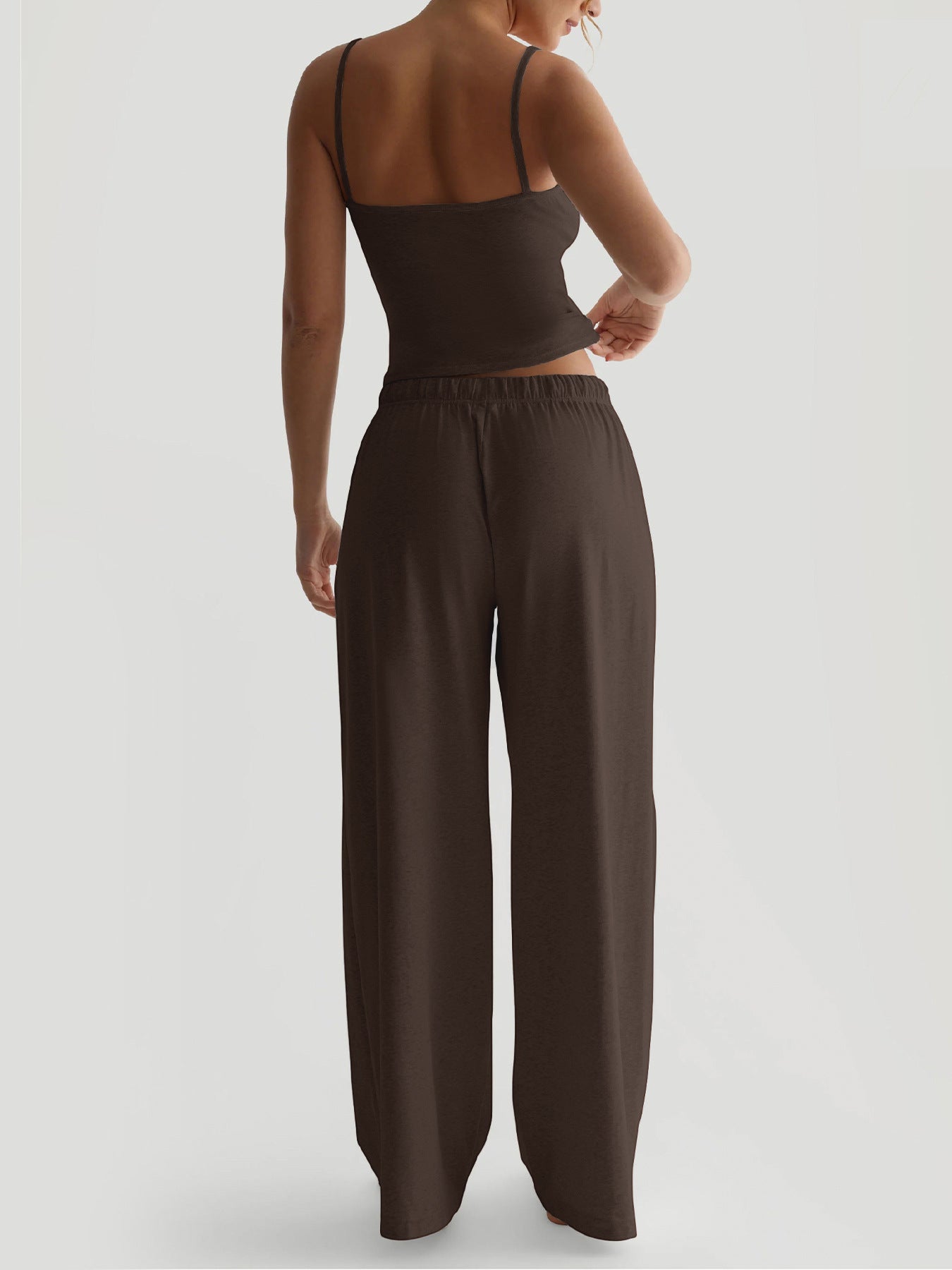 Women's Casual Midriff-baring Tank Top And Wide-leg Pants Set