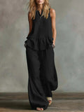 Loose-fitting Top And High-waisted Wide-leg Pants 2-piece Set